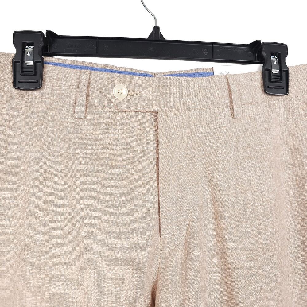 Tommy Hilfiger Mens Modern Fit Dress Pants 30x30 Tan Solid Linen Cotton Blend - Picture 7 of 11